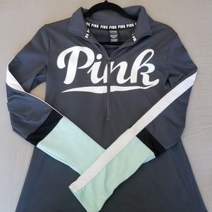 PINK fleece half zip up sweater